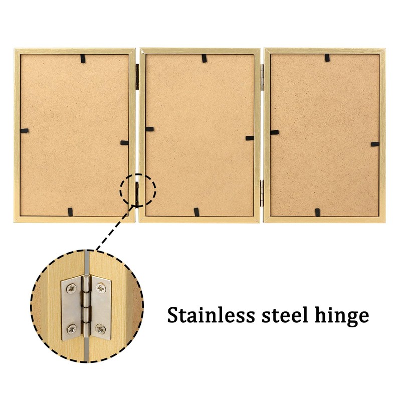 ORIVAN 5x7 Triple Picture Frame Hinged 3 Photos Folding Photo