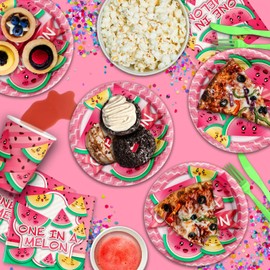 One in a Melon - Juego de suministros para fiesta de primer cumpleaños, platos, servilletas, tazas, vajilla para 16