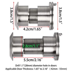 Sumnacon Large Door Viewer 220-degree with Heavy Duty Rotating Privacy Cover, Solid Brass Security Peephole for 1.65" to 2.16" Doors for Home Office Hotel, Silver