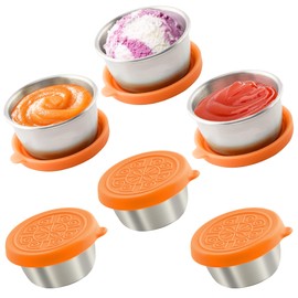 6x1.6 Oz Salad Dressing Containers With Lids, Small Leakproof Reusable Stainless Steel Salad Dressing Container To Go For Lunch Boxes,Sauce containers, Picnics,Travel Meal Prep And Kitchen Storage.