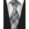 Secdtie Men's Classic Checks Silver Jacquard Woven Silk Tie Formal