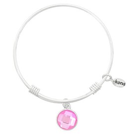 Pink Faceted Drop Silver Expandable Kona Bracelet