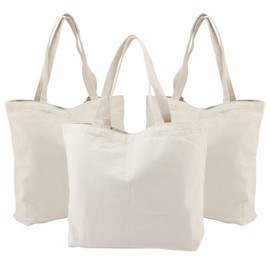 Cotton Canvas Totes Bags, 3PCS Segarty 16.5x13 inch Bulk Blank Canvas Bag