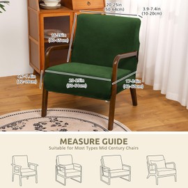 NICEEC Green Spandex Mid Century Chair Covers Stretch Accent Chair Slipcovers with Arms Super Soft Modern Arm Chair Covers Washable Chair Protector with Zippers for Living Room Bedroom Study