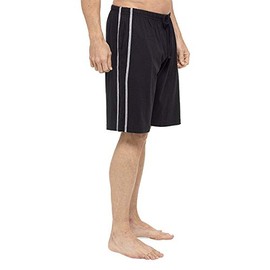 Mens Twin Pack Lounge Shorts Stretch Jersey Sleep Night Wear (Large, Black-Grey)