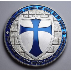 Large Masonic Knights Templar .999 Silver Coin with Blue Enamel. Freemasonry/Masons/Freemasons Lodge/Order Capsule
