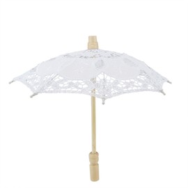 Bridal Umbrella Lace Cotton Embroidery Handmade Parasol Umbrella Wedding Supply(White )