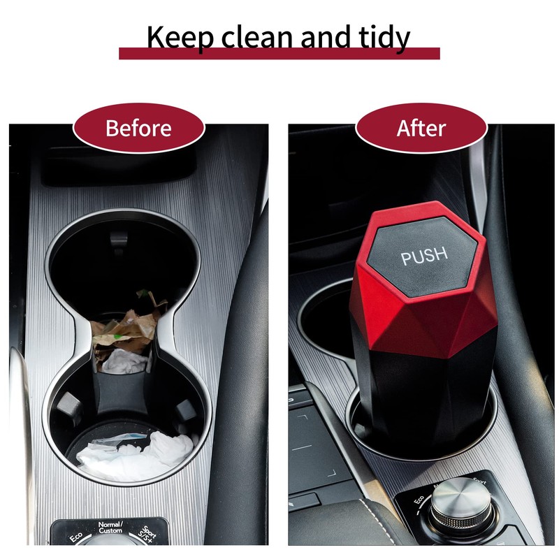 JUSTTOP Car Trash Can with Lid, Mini Diamond Design Portable