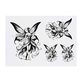 4 x 'Dancing Fairy' Temporary Tattoos - Water Resistant, Skin-Safe, Non-Toxic Transfers, Mixed Sizes (TO00073146)
