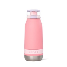 Ello Emma Botella de agua de acero inoxidable aislada al aspiradora de 14 onzas con popote y asa de transporte integrada y tapa de bloqueo a prueba de