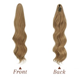 FESHFEN Ponytail Extensions Clip, 50 cm Hair Extensions Braid Long Ponytail Hairpiece Clip Wavy Extensions Braid Ponytail Hair Extension for Women Brown Highlighted Blonde