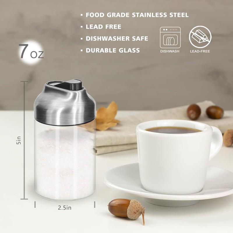 Aelga Glass Sugar Dispenser with Pour Spout, Weighted Pourer, for
