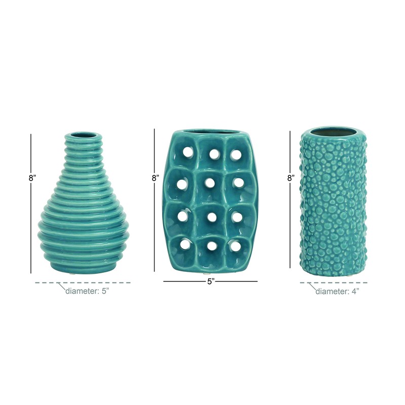 Deco 79 Ceramic Decorative Vase Centerpiece Vases with Varying Patterns,