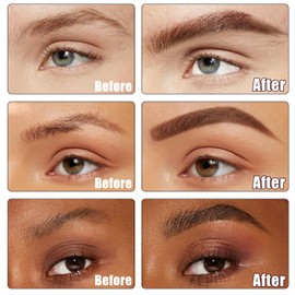 Dual-Ended Unidollss Eyebrow Stamp Stencil Kit for Women,Waterproof Eye brow Stamp Powder, Natural Fill, Define & Shape Brows - Sweatproof Eyebrow Stencils (Light Brown & Brown)