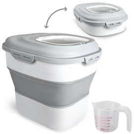 Viretec Cereal Rice Storage Containers, 20 to 50Lbs Collapsible Dry Food Dispenser Bins with Airtight Flip Lid Rolling Wheel, Kitchen Pantry to Store Sugar Flour, Dog Pet Cat Food Holder Container