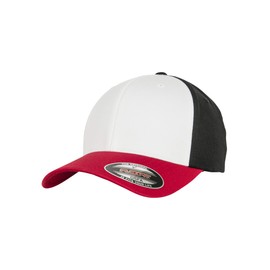 Flexfit Women's/Men's Baseball Cap, Unisex 3-Tone Cap for Adults, Red/White/Black