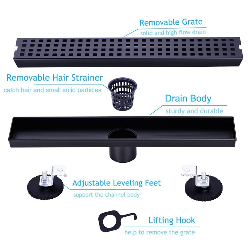 16 Inch Linear Bathroom Shower Rectangular Floor Drain,New Type with