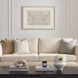 Meekio Set of 2 Taupe Grey Pillow Covers 18 x 18 inches Neutral Pillow Covers Textured Throw Pillow Covers with Tassels for Neutral Home Decor