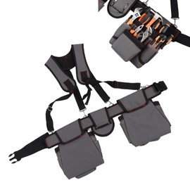 Moncer Tool Belt Organizer with Suspenders and Pockets, Adjustable Detachable Tool Pouch Bag for Electrician, Carpenter, Construction