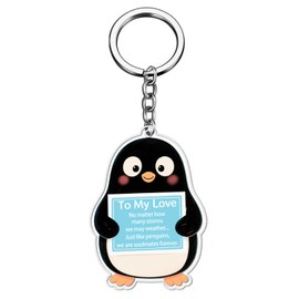 OEHEDOU Gifts For Him Her Boyfriend Girlfriend Gifts For Men Women Anniversary Couple Acrylic Keychain With Penguin Romantic Birthday Gift For Men Women Husband Wife I Love You Gift For Him Her
