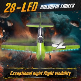 BEZGAR HQ089 RC Plane, Drones for Kids, 6-axis Gyro Remote Control Airplane, RC Helicopter, Easy Control for Beginners Toys with Colorful LED Navigation Lights(Green)