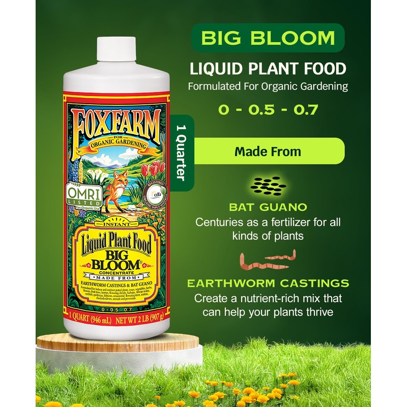 FoxFarm - Big Bloom Plant Food, Liquid Fertilizer Concentrate for