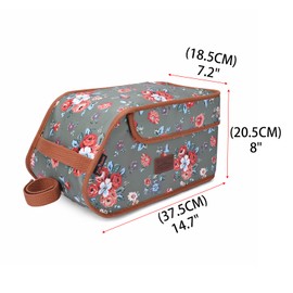 TOURBON Canvas Bicycle Pannier Bike Rear Rack Insulated Trunk Cooler Bag (Green with Flower)