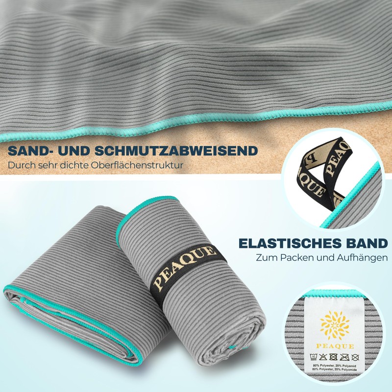 PEAQUE Microfibre Towel with Structure - Lightweight, Compact, Quick-Drying, XXL