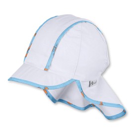 Sterntaler Baby Boys Peaked Cap Neck Protection and Edge with Lobster Motif Hat, White (White 500)