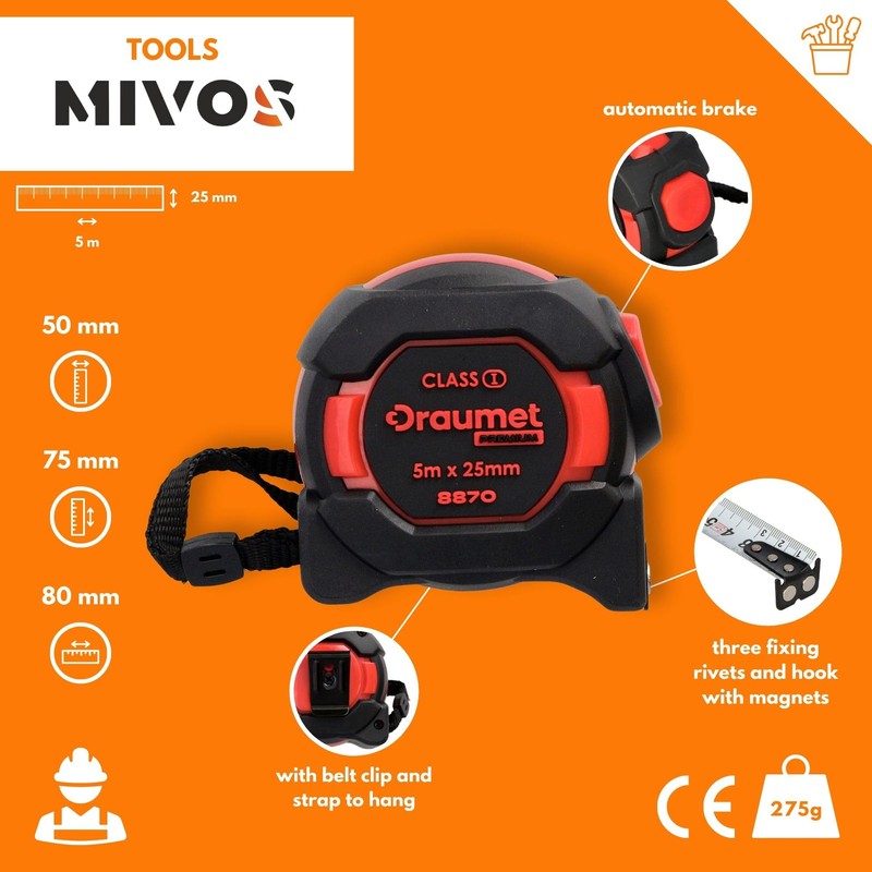 MIVOS - Tape measure with double-sided printed tape - Tape