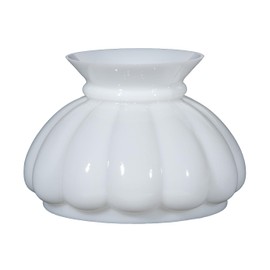 B&P Lamp® 7 Inch Diameter Opal Glass Melon Style with Plain Top Lamp Shade