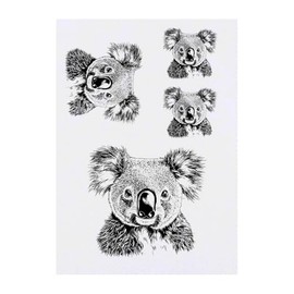 4 x 'Koala Portrait' Temporary Tattoos - Water Resistant, Skin-Safe, Non-Toxic Transfers, Mixed Sizes (TO00081532)