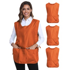 Xeoxarel 3 Pack Unisex Cobbler Apron with 3 Pockets Vest, Universal Apron for Women or Men Orange