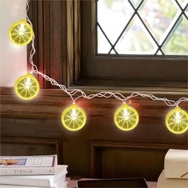 Egcol 8.5FT LED Lemon String Lights, Plug in Summer Fairy Lights with 10 Lemon Slicer Lights, Novelty Decorative String Lights for Indoor & Outdoor, Bedroom Garden Patio Party Wedding Décor