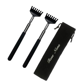 Grandchildren Portable Extendable Back Scraper, Stainless Steel, Back Scratcher, Massage/Trigger Point Supplies, Smooth Tip, Adjustable Length (Approx.): 7.9 - 26.8 inches (20 - 68 cm) (2)