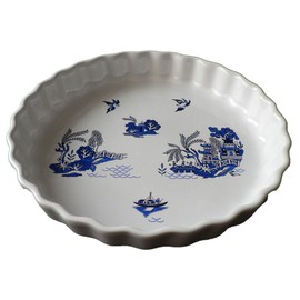 Blue Willow Pattern 25cm Ceramic flan Quiche Dish
