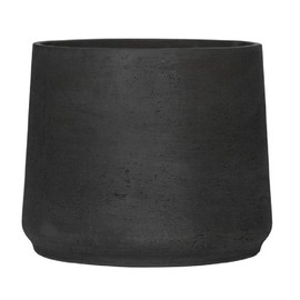 Black FiberCement Round Planter - 15"H x 18" Diameter- Washed Bottom PATT Flower Pot