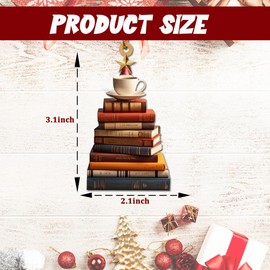 Christmas Book Tree Ornament, Book Lovers Ornament Christmas Coffee Tree Bookshelf Ornament, Acrylic Tree Pendant Gift for Her Librarian, Reading Vintage Book Christmas Ornament for Christmas Decors