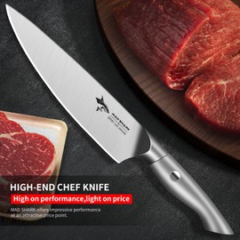 MAD SHARK Premium Chef Knife 8 Inch, High-end Professional Best Sharp Kitchen Knife, German Stainless Steel, Chefs Knife, Chef's Knives, Chopping Vegetable and Meat Knife, Cutting Knives - Silver