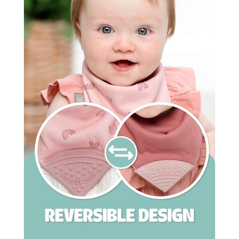 Cheeky Chompers 2-in-1 Baby Dribble Bib With Soft Silicone Teether,