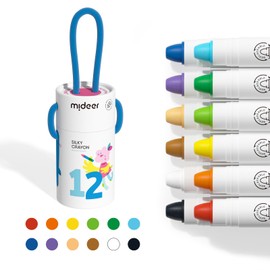 MiDeer Twistable Crayons for Toddlers, 12 Colors Washable Jumbo Crayons, Ultra-Silky Crayons with Colorful Crayon Bucket for Toddler 1-3, Easy to Hold Safe Art Supplies for Kids