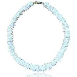 Mens/Womens All Natural Hand Picked White Rose Clam Chips Puka Shell Summer Surfer Tropical Beach Necklace, 16 inch, shell, No Gemstone