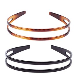 2 x Women's Hard Plastic Headband Black and Brown High Quality Headwear Headband