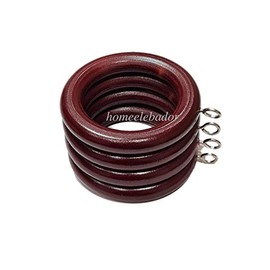 Wooden Curtain Rings 45mm with Screw Eye Mahogany Red Drapery Curtain Rings Rod Hanging Sliding Eyelet for 42mm Poles Pack of 12.