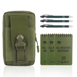 7 Pack Waterproof Notebook Set, 3×5 Inch Waterproof Notepad with Weatherproof Pen Multi Functional Waist, Write in The Rain Water Proof Notebook Field Cover for Outdoor Activities Recording, Green