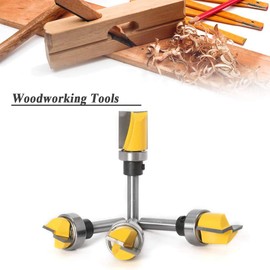 Mesee 4 Pieces Flush Trim Hinge Mortising Template Router Bits Set with Ball Bearing, 1/4 Inch Shank Carbide Tipped Woodworking Milling Cutter Tools - 13/16" 7/16" 5/8" 1/4" Cutting Depth