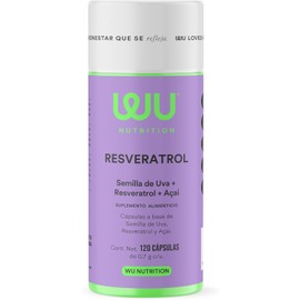 WU Nutrition RESVERATROL  Semilla de Uva  Resveratrol  Acaí Berry  Antioxidante  120 Cápsulas  2 meses de consumo  Suplemento Premium para Salud