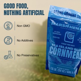 Marsh Hen Mill Sea Island Blue Cornmeal | Corn with Floral Aroma | Perfect Stone Ground Cornmeal for Corn Bread | Traditional Blue Corn Flour | 100% Natural & Gluten Free, 24 oz (Pack of 1)