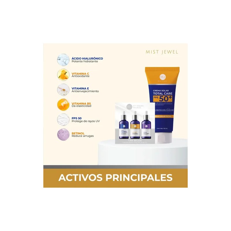 Kit Belleza Complete Con Protector Solar 3 Serum Faciales