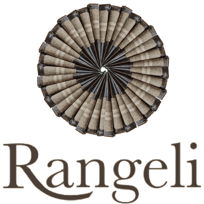 Rangeli 100% Natural Henna Cones with Stencil Kit, Ready to